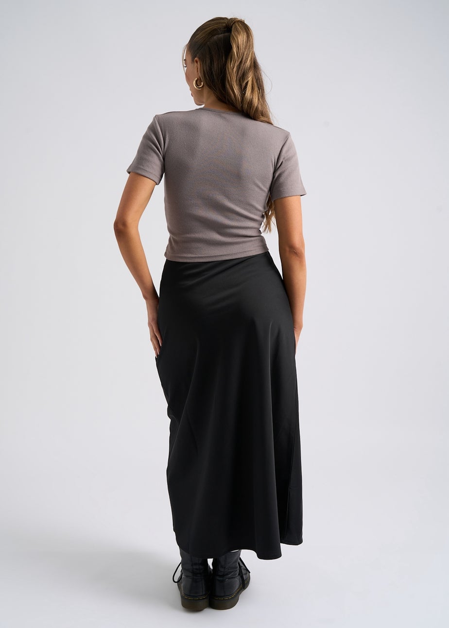Urban Bliss Black Satin Bias Cut Midi Skirt