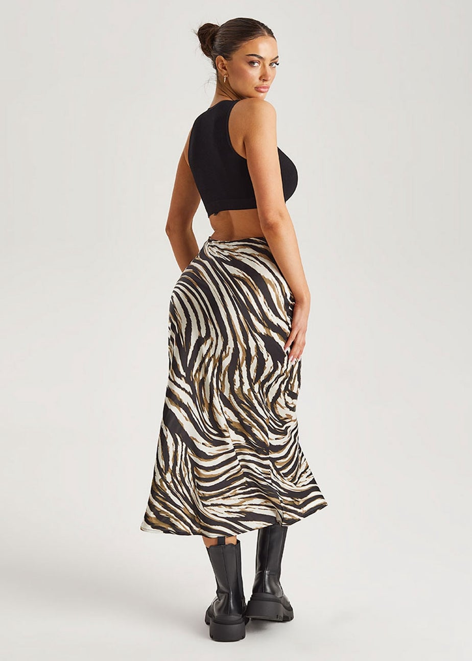Urban Bliss Black Animal Bias Cut Midi Skirt