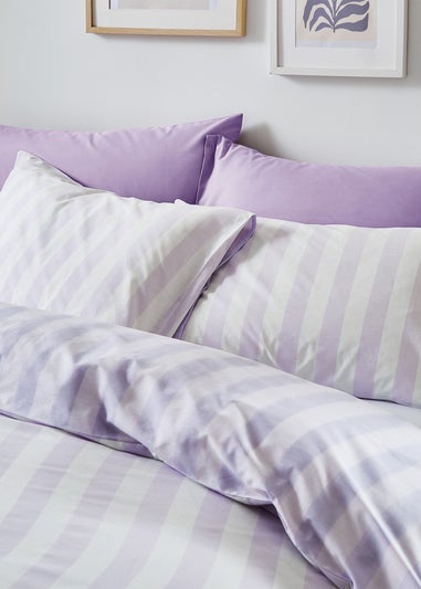 Sassy B Stripe Tease Reversible Duvet Cover Set Lilac