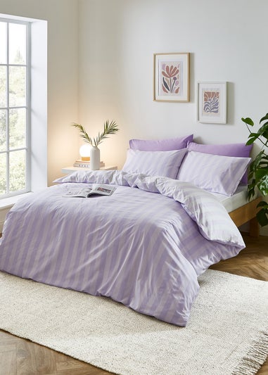 Sassy B Stripe Tease Reversible Duvet Cover Set Lilac