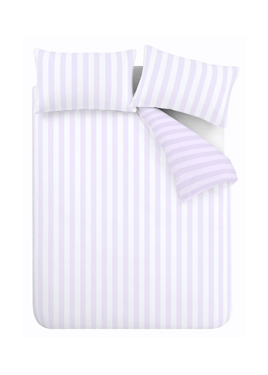 Sassy B Stripe Tease Reversible Duvet Cover Set Lilac