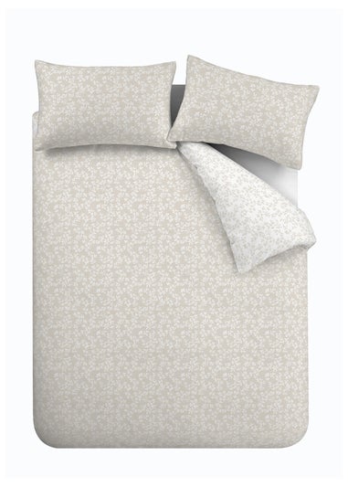 Bianca Fine Linens Shadow Leaves 200 Thread Count Cotton Reversible Duvet Cover Set Natural