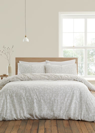 Bianca Fine Linens Shadow Leaves 200 Thread Count Cotton Reversible Duvet Cover Set Natural