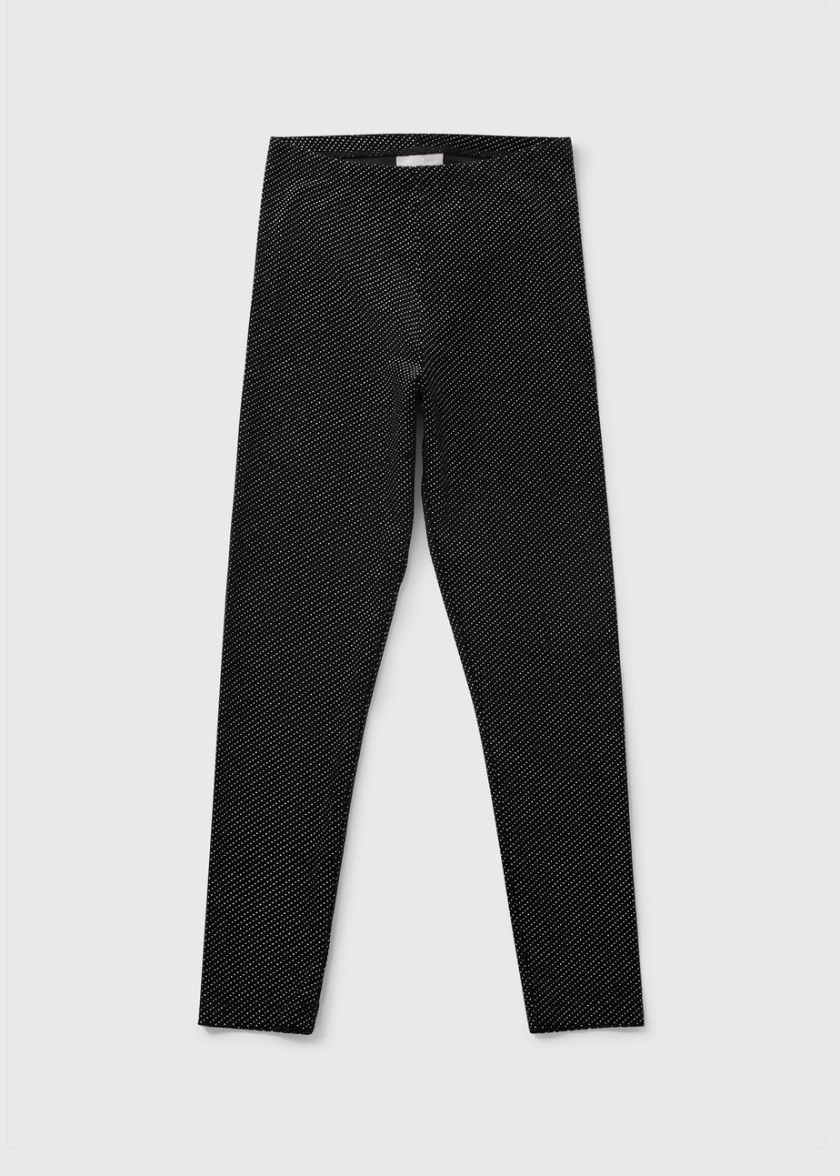 Black Glitter Velvet Leggings (7-15yrs)