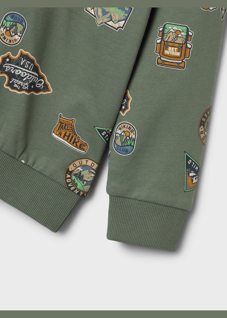 Name It Kids Green Adventure Print Sweatshirt (1-5yrs)