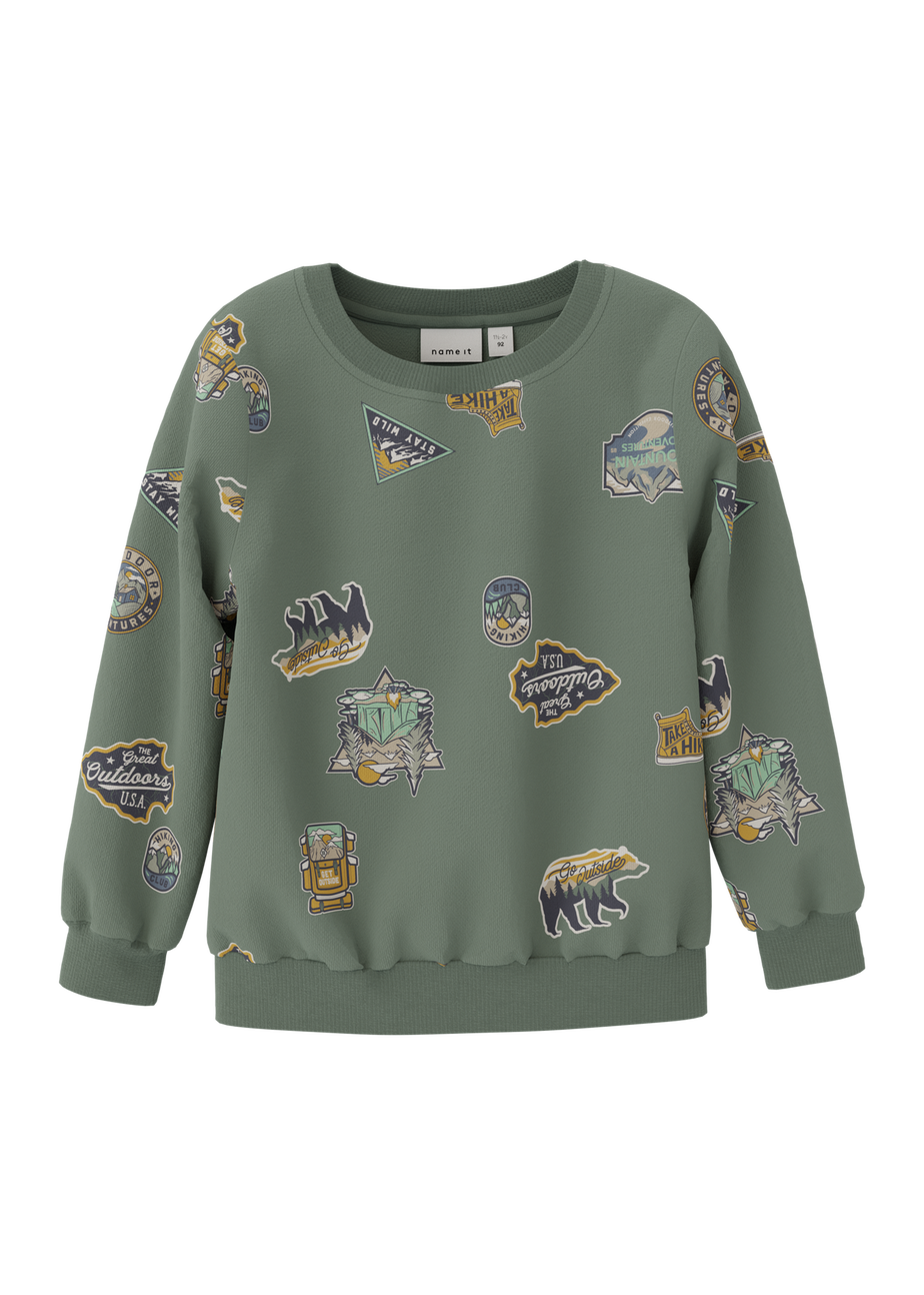 Name It Kids Green Adventure Print Sweatshirt (1-5yrs)