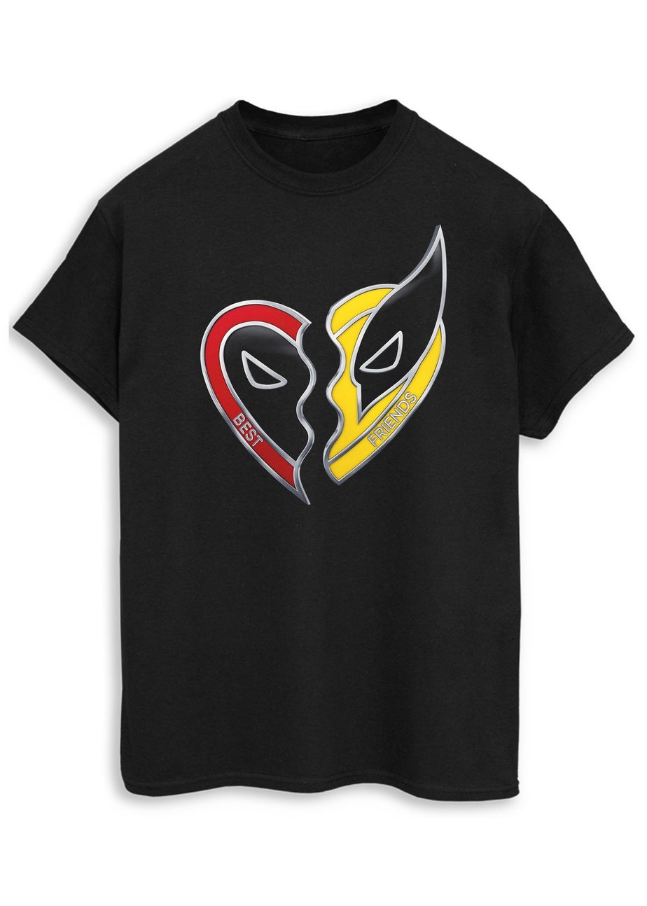 Marvel Deadpool & Wolverine Besties Men Black Graphic T-Shirt