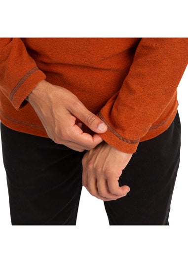 Trespass Burnt Orange Keynote Anti Pilling 1/4 Zip Fleece Top