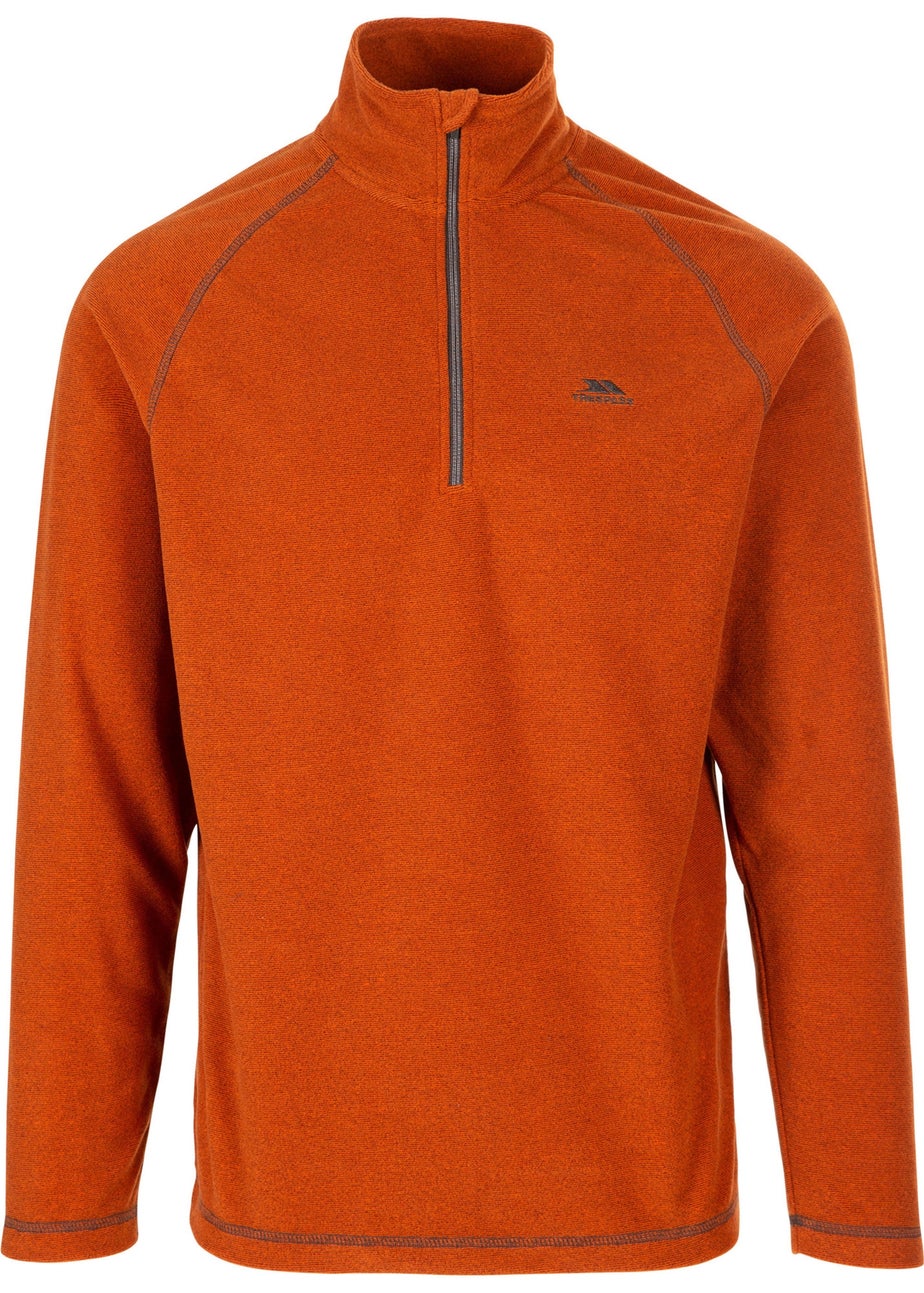 Trespass Burnt Orange Keynote Anti Pilling 1/4 Zip Fleece Top