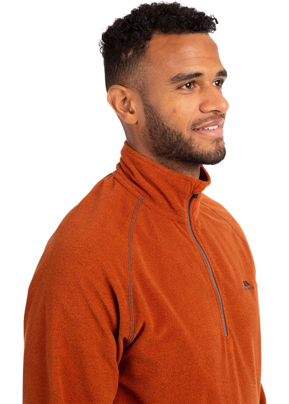 Trespass Burnt Orange Keynote Anti Pilling 1/4 Zip Fleece Top