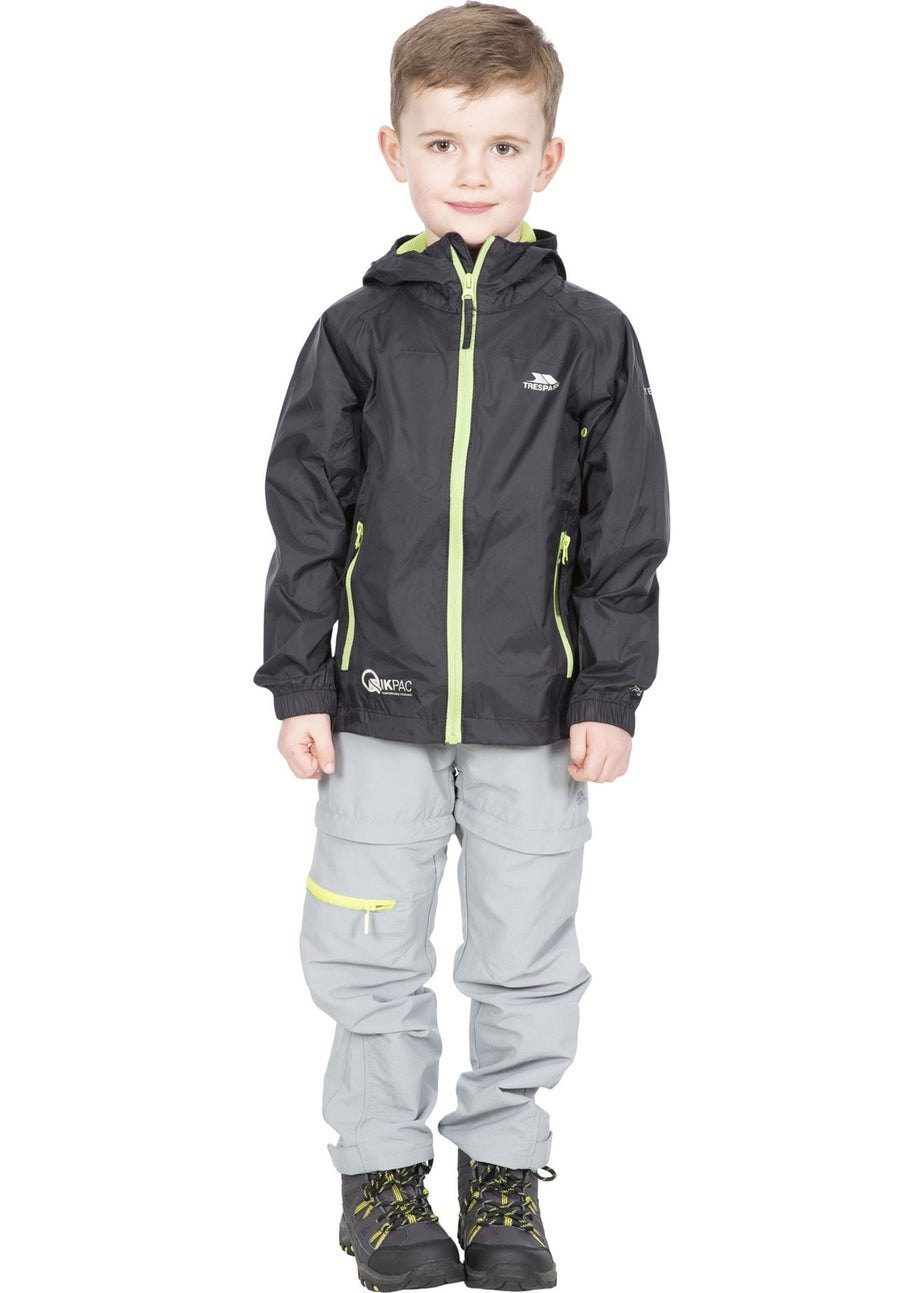 Trespass Kids Black Qikpac Waterproof Packaway Jacket (2-12yrs)