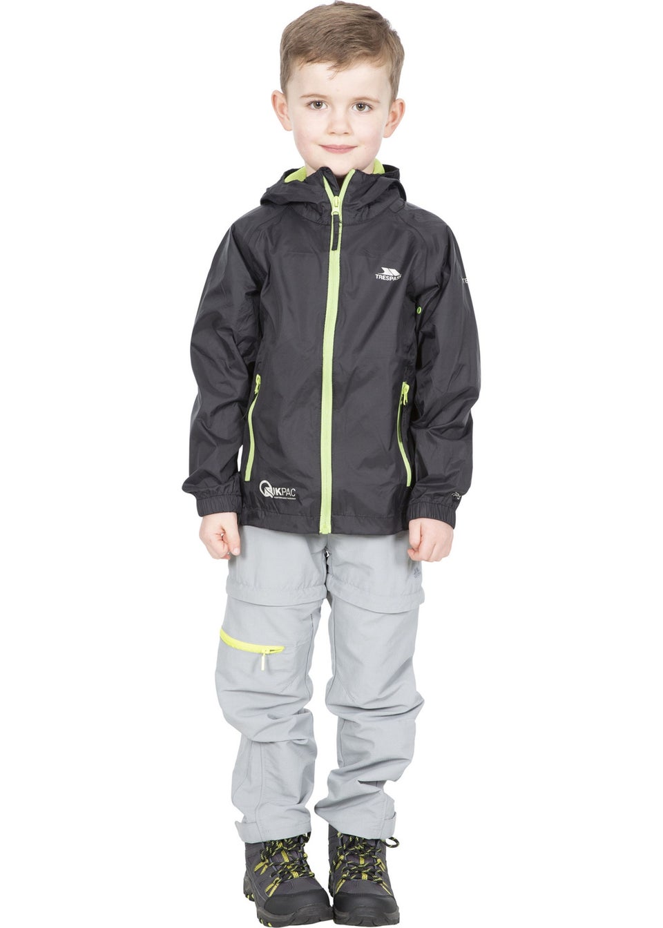 Trespass Kids Black Qikpac Waterproof Packaway Jacket (2-12yrs)