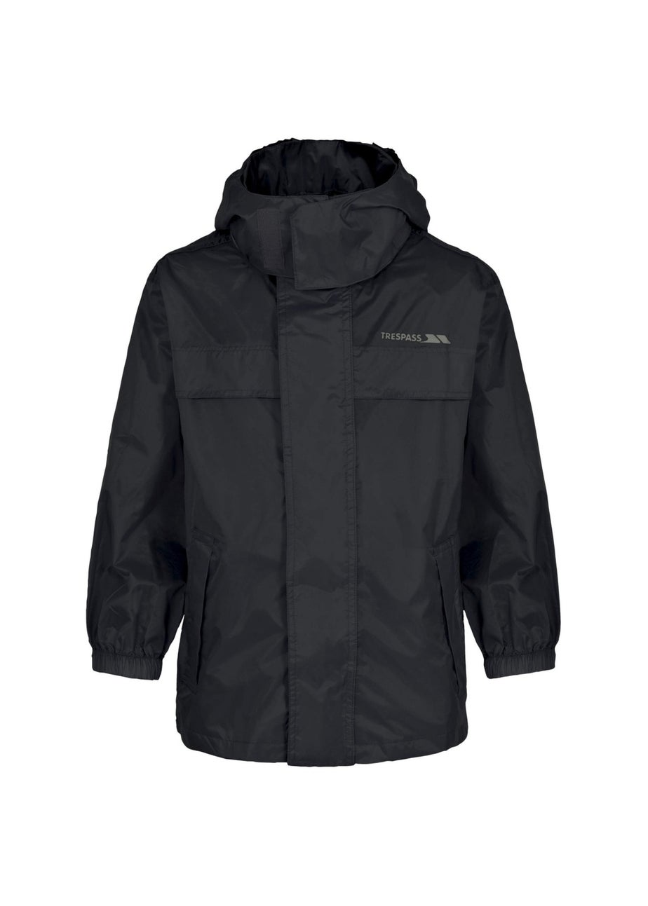 Trespass Black Kids Packa Pack Away Waterproof Jacket (2-14yrs)