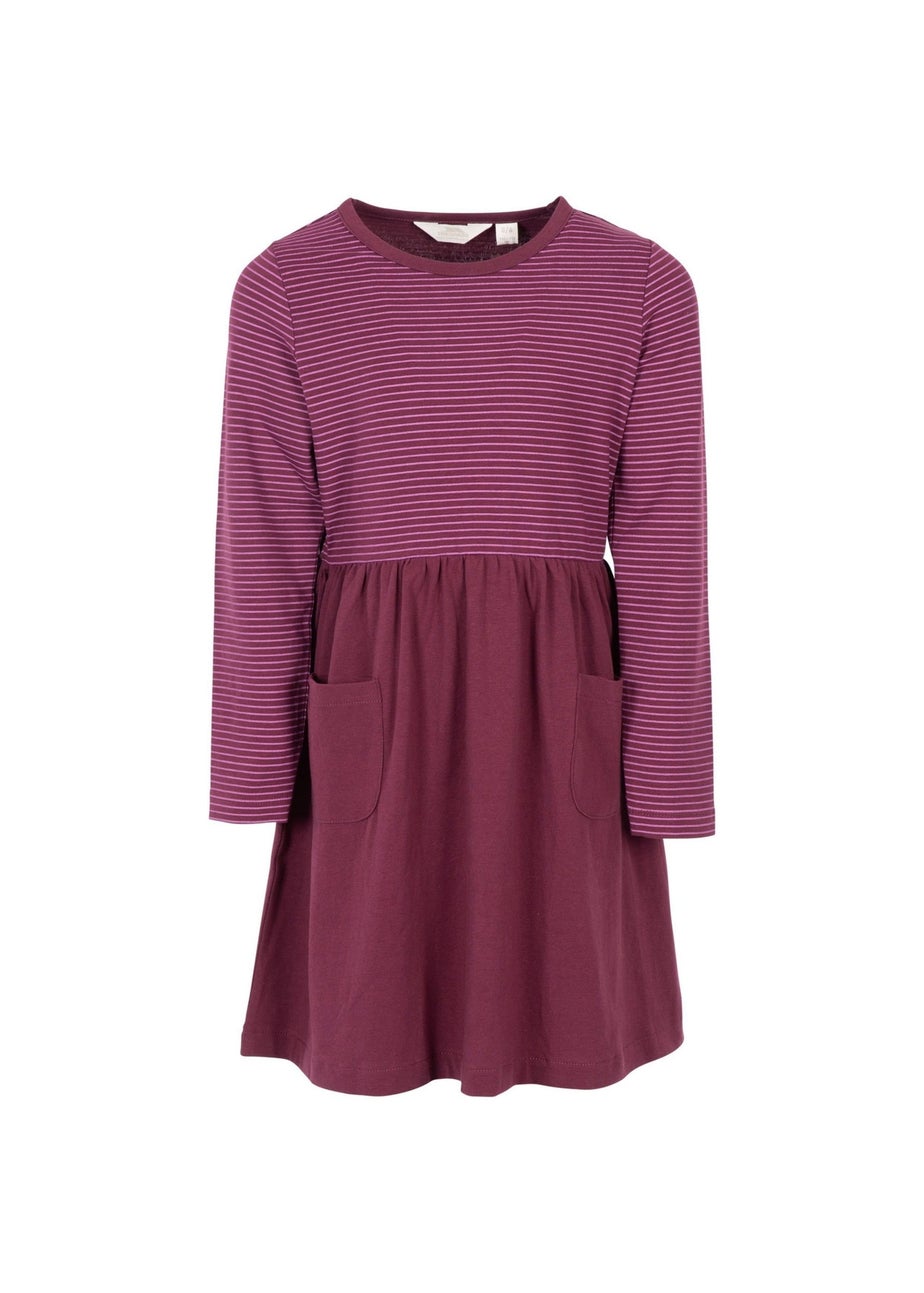 Trespass Girls Purple Forgotten Stripe Jersey Casual Dress (2-12yrs)