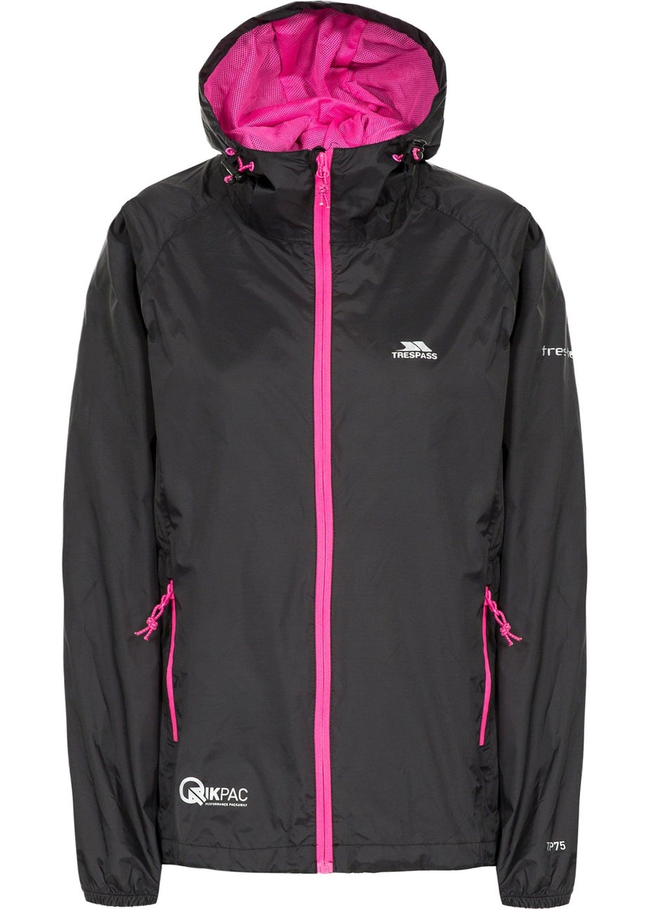 Trespass Black Qikpac Packaway Waterproof Jacket