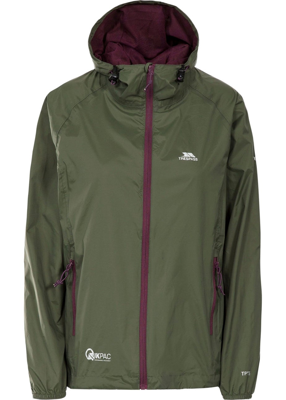Trespass Grey Green Qikpac Packaway Waterproof Jacket