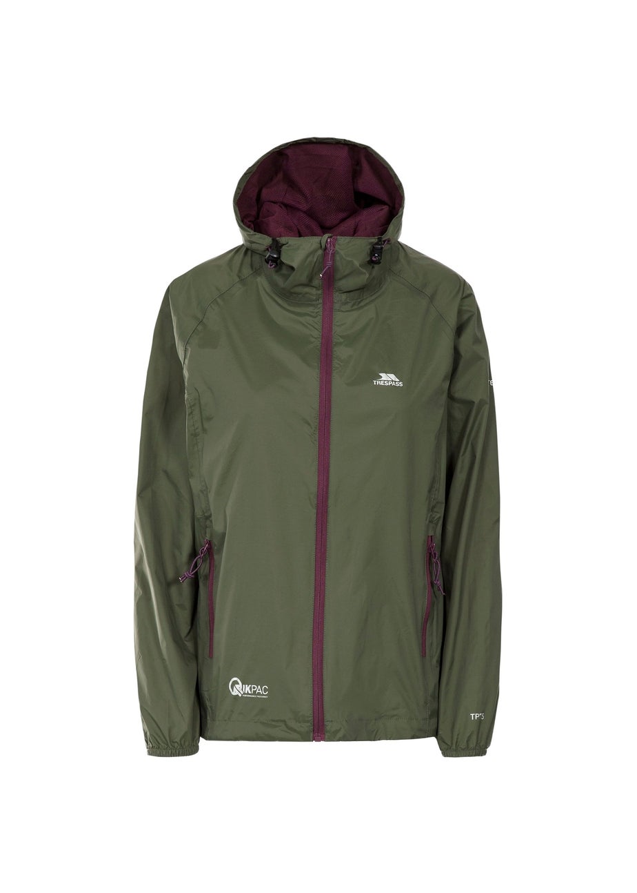 Trespass Grey Green Qikpac Packaway Waterproof Jacket