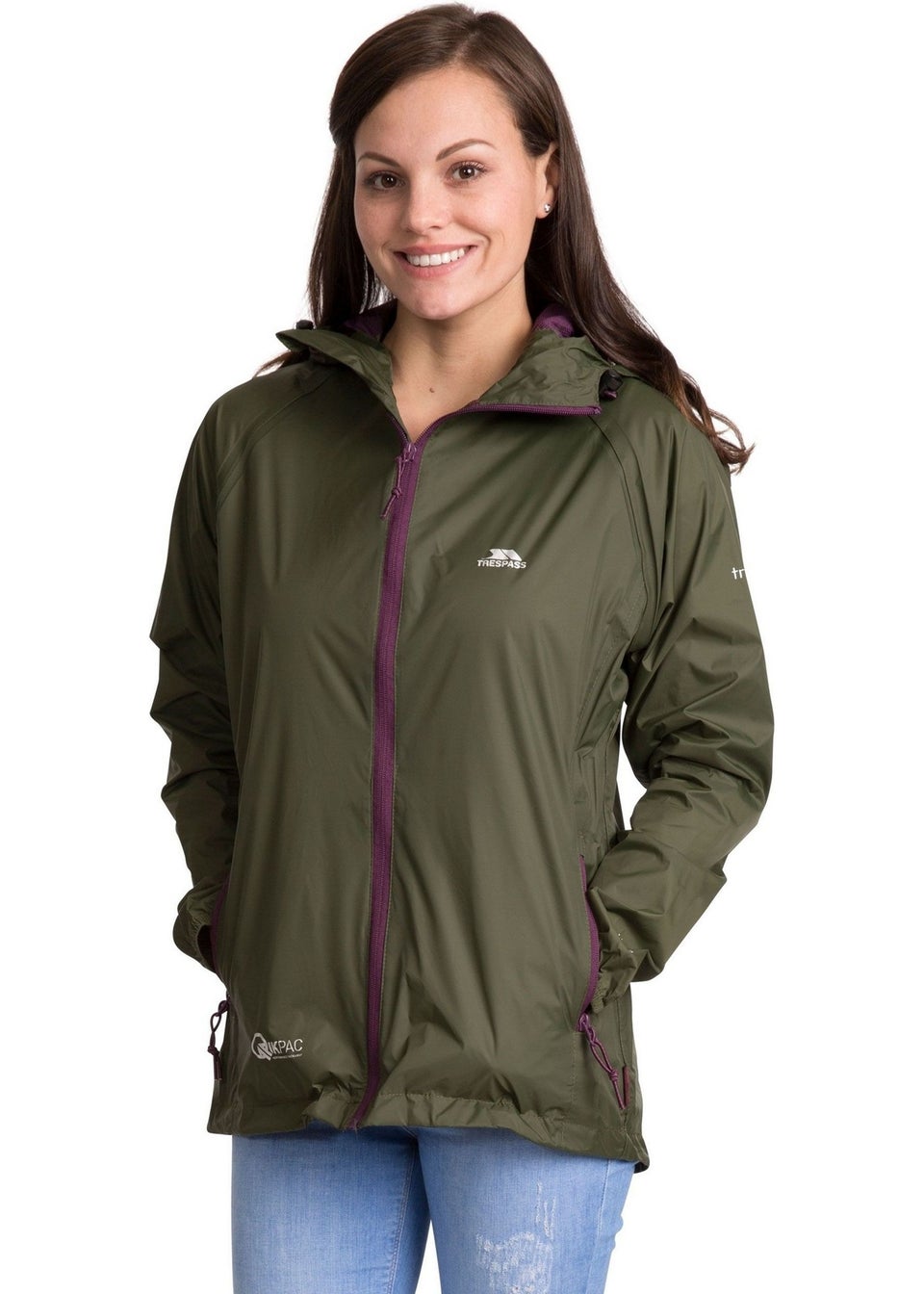 Trespass Grey Green Qikpac Packaway Waterproof Jacket