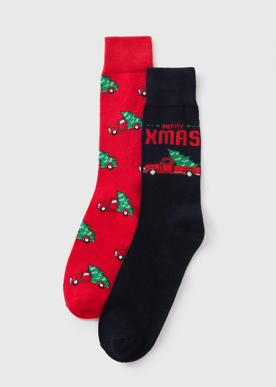 2 Pack Black & Red Christmas Car Socks