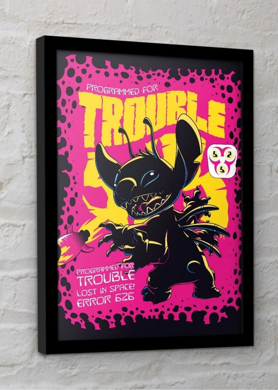 Disney Stitch Black Comic 2 Stitch Framed Poster (45cm x 35cm)