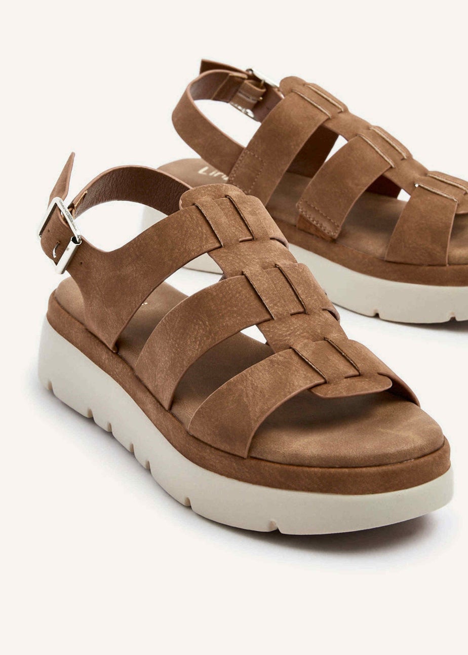 Linzi Boston Tan Faux Nubuck Fisherman Flatform Sandals