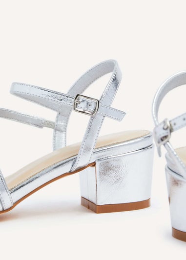 Linzi Afia Silver Faux Leather Strappy Heeled Sandal