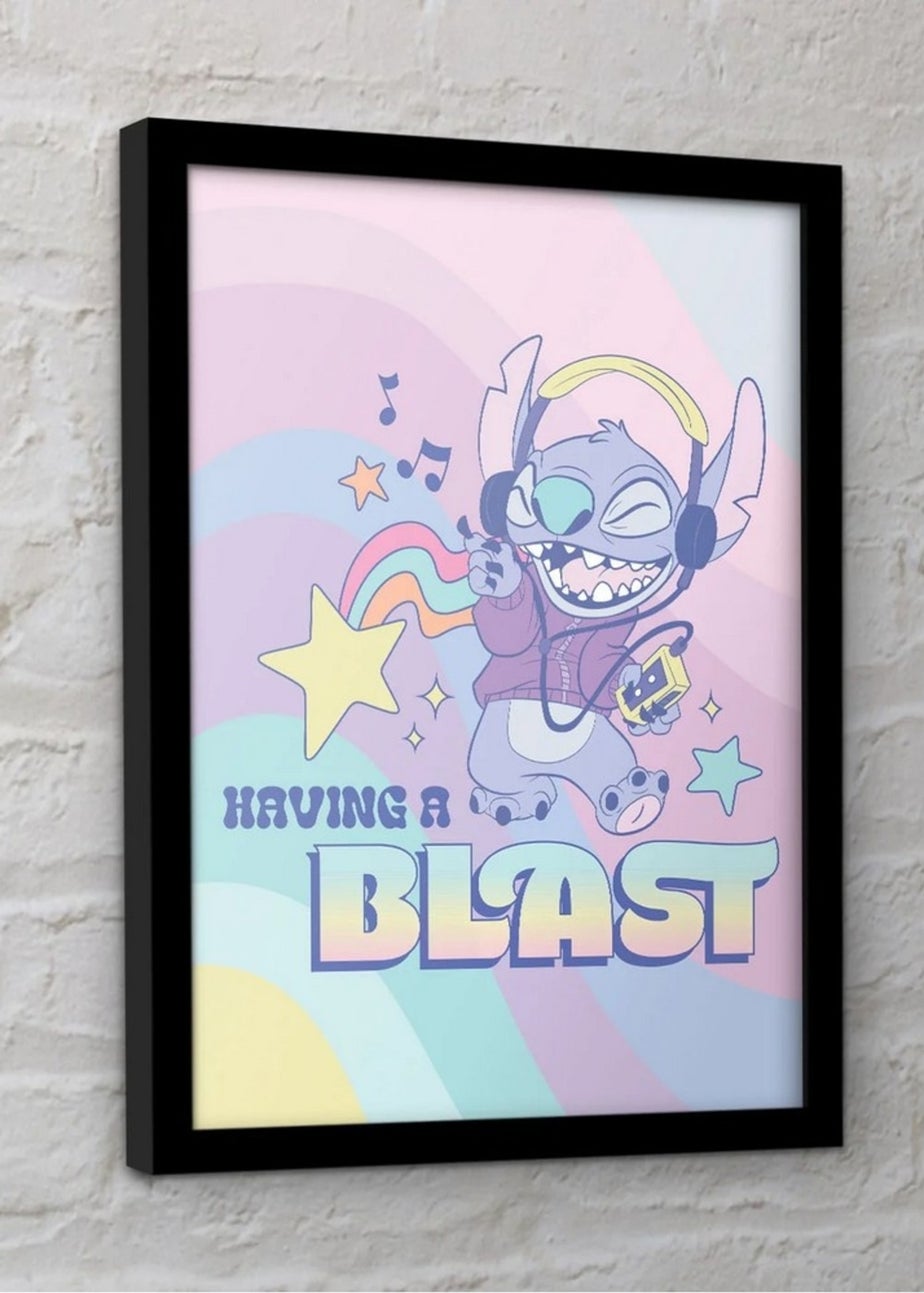Disney Stitch Purple Having A Blast Framed Poster (45cm x 35cm)