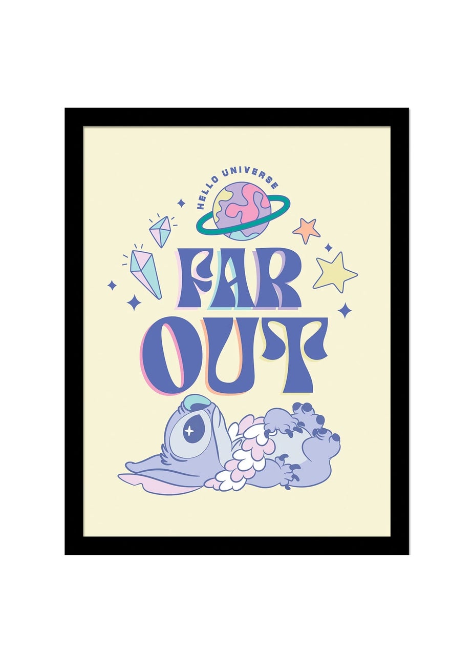 Disney Stitch Blue Far Out Framed Poster (45cm x 35cm)