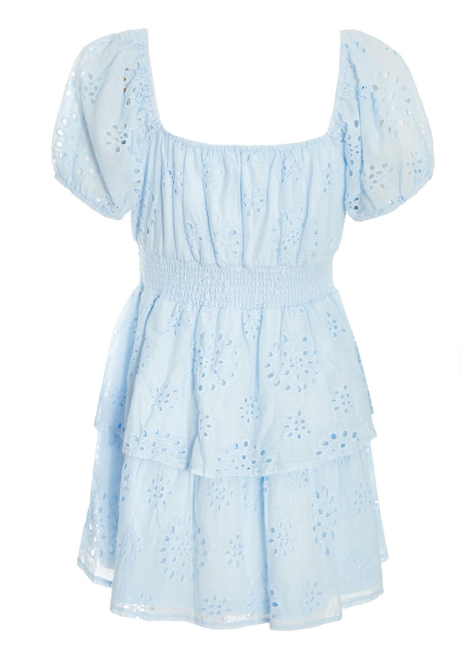 Quiz Blue Tiered Skater Mini Dress