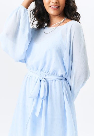 Gini London Blue Long Sleeve Chiffon Foil Mini Dress