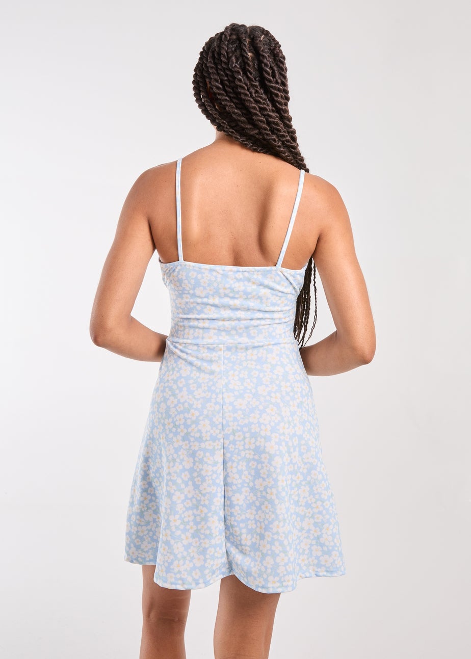 Pink Vanilla Blue Daisy Ditsy Strappy Mini Dress