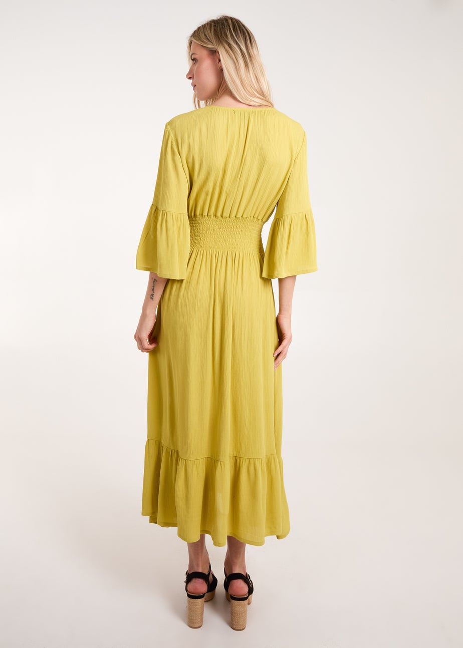 Blue Vanilla Yellow Shirred Empire Bust Dress