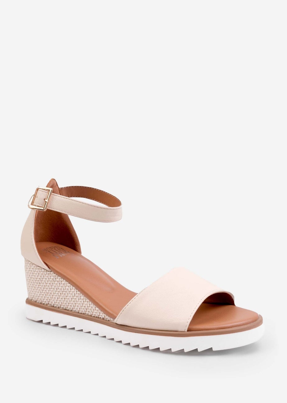 Where's That From Dusk Cream Wide-Fit Wedge With Buckle Strap