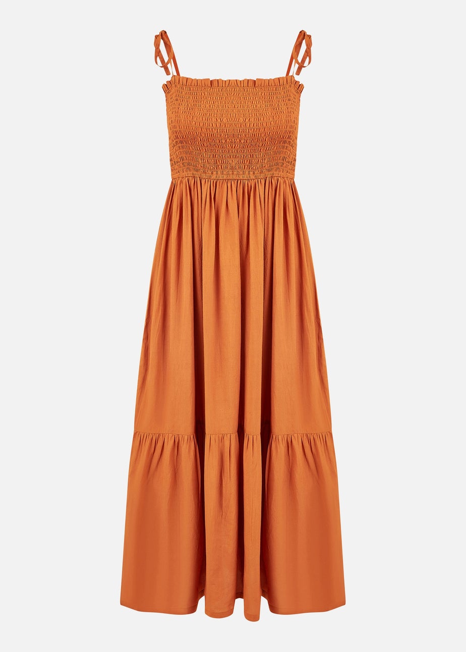 Yumi Orange Midi Sun Dress