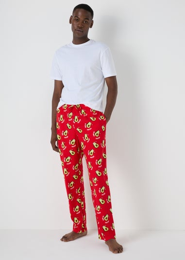 Red Christmas Avocado Fleece Pyjama Bottoms