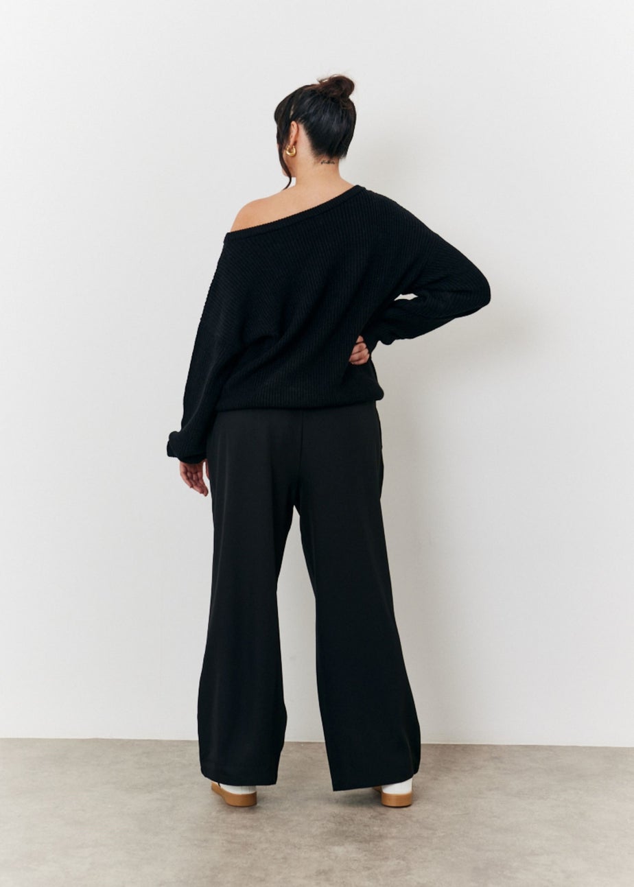 In The Style Black Off Shoulder Knit Jumper