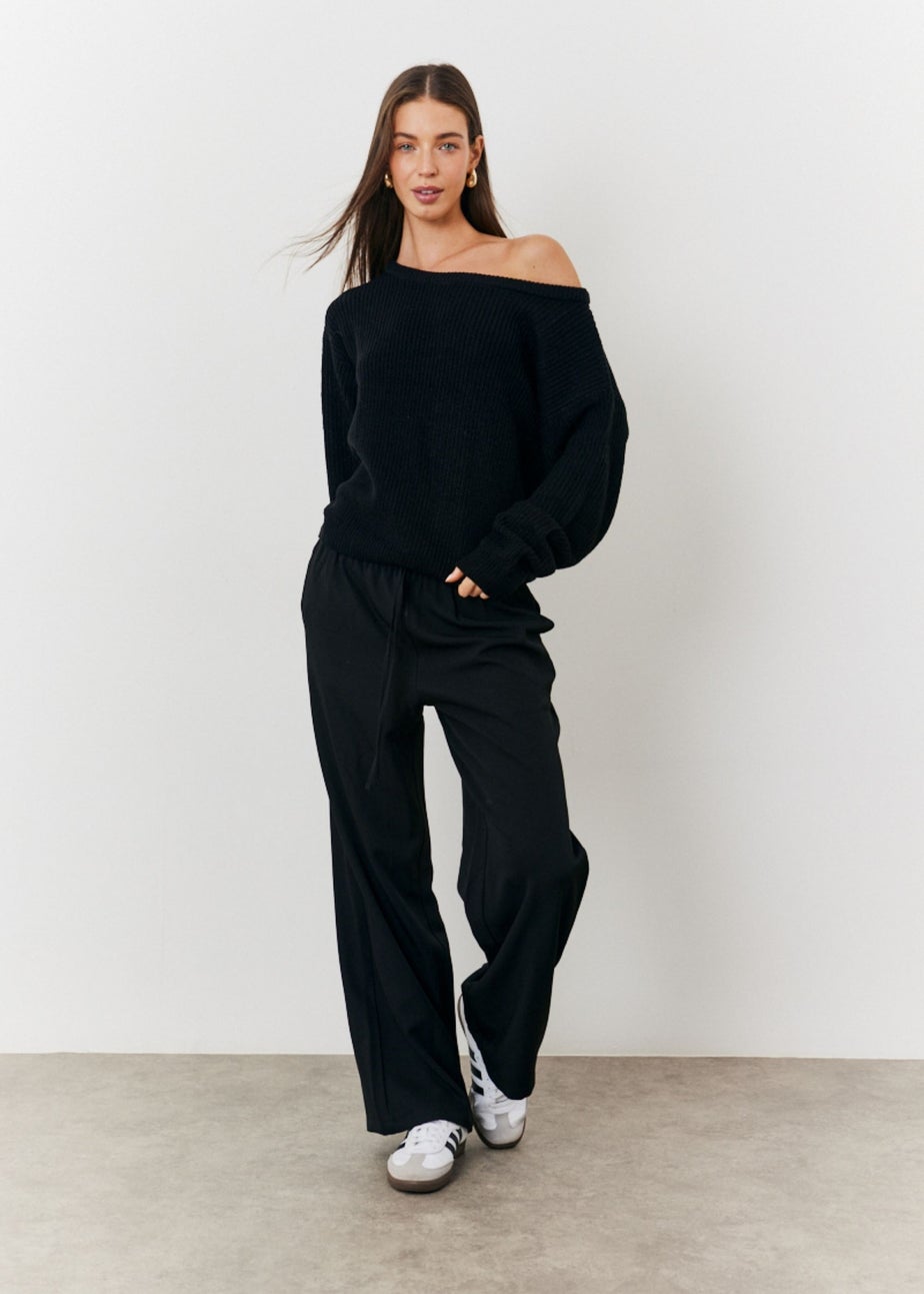 In The Style Black Off Shoulder Knit Jumper