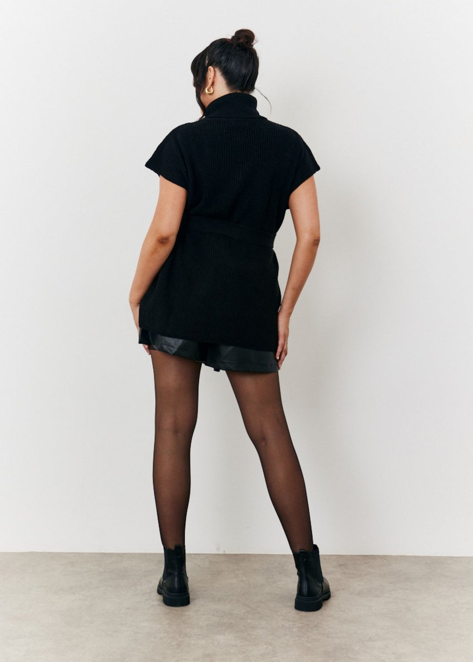In The Style Black Belted Knit Jumper