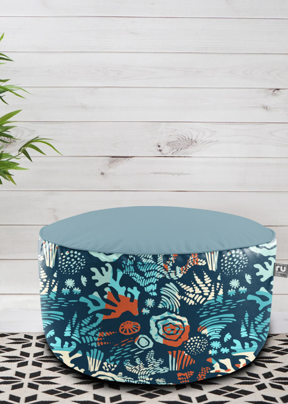rucomfy Indoor/Outdoor Drum Pouffe Sea Breeze Beanbag