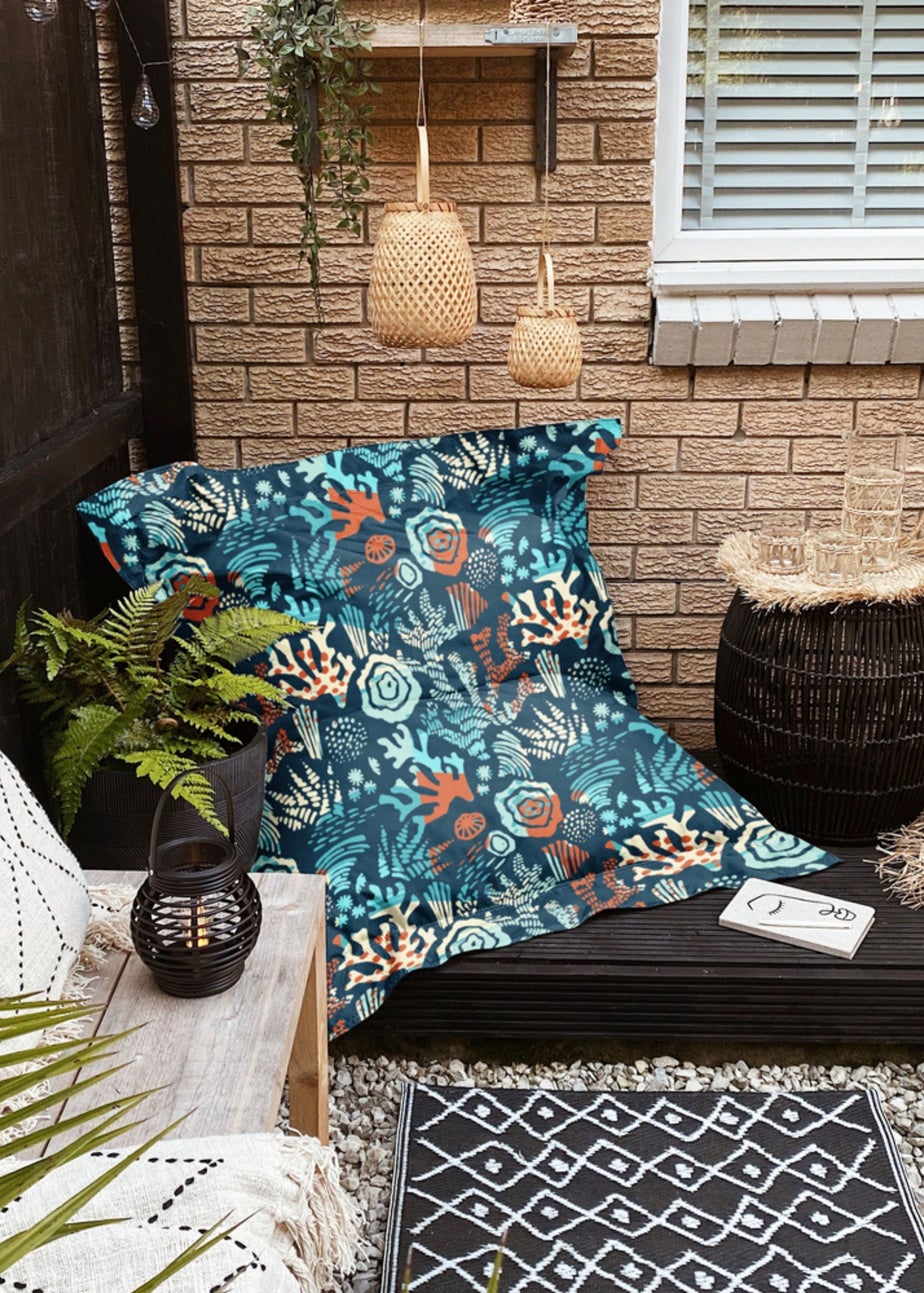 rucomfy Indoor/Outdoor Extra Large Squashy Squarbie Sea Breeze Beanbag