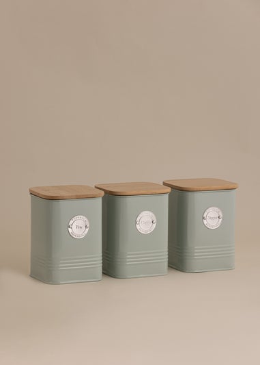 Typhoon Living Squircle Set of 3 Tea, Coffee, Sugar Storage Canisters (1.3 ltr)