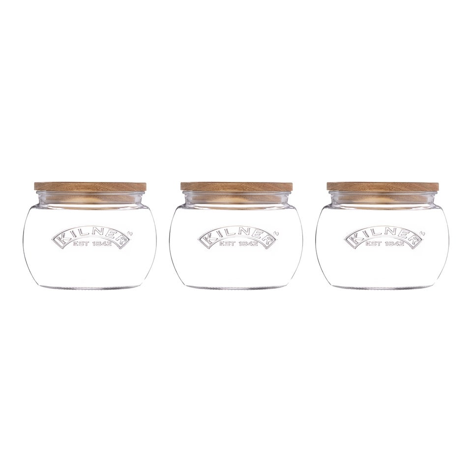 Kilner Set of 3 Universal Wooden Lid Jars ( 0.8l )