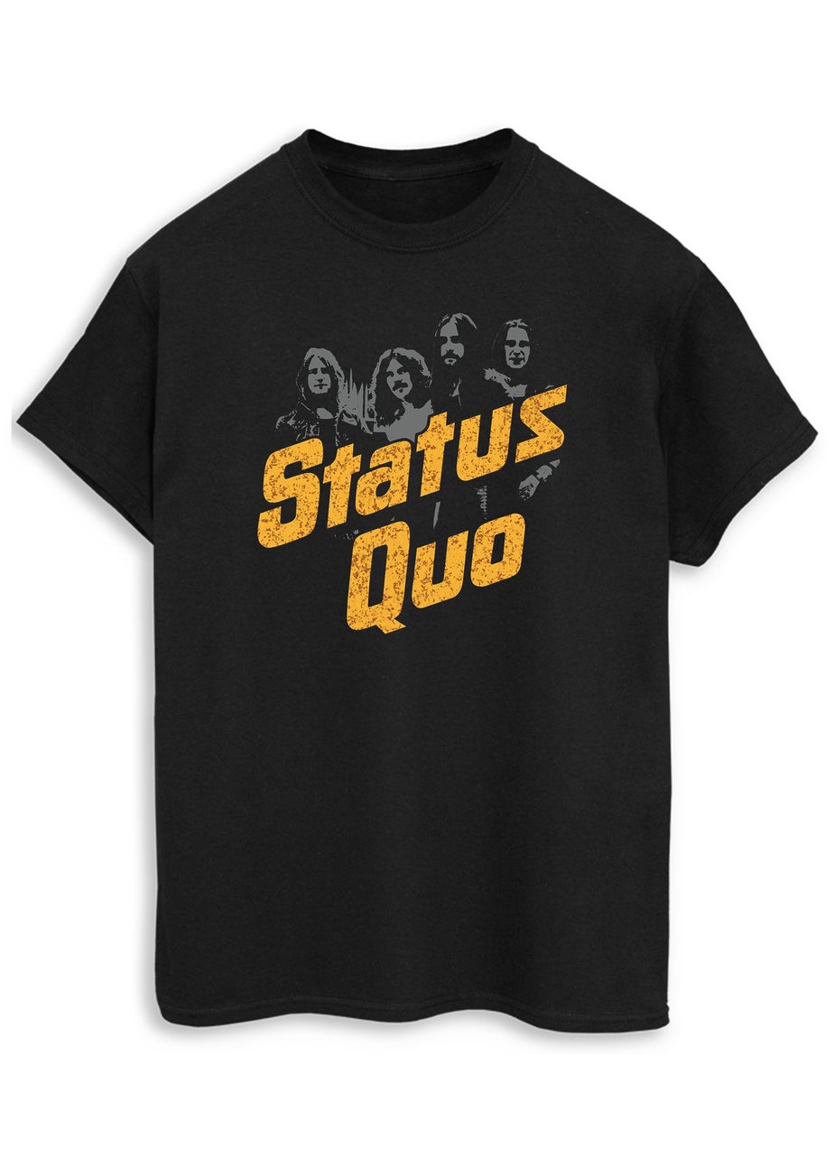 Status Quo Vintage Men Black Music Graphic T-Shirt