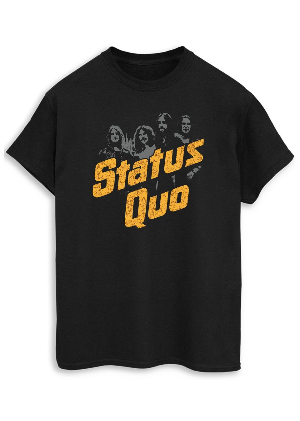 Status Quo Vintage Men Black Music Graphic T-Shirt