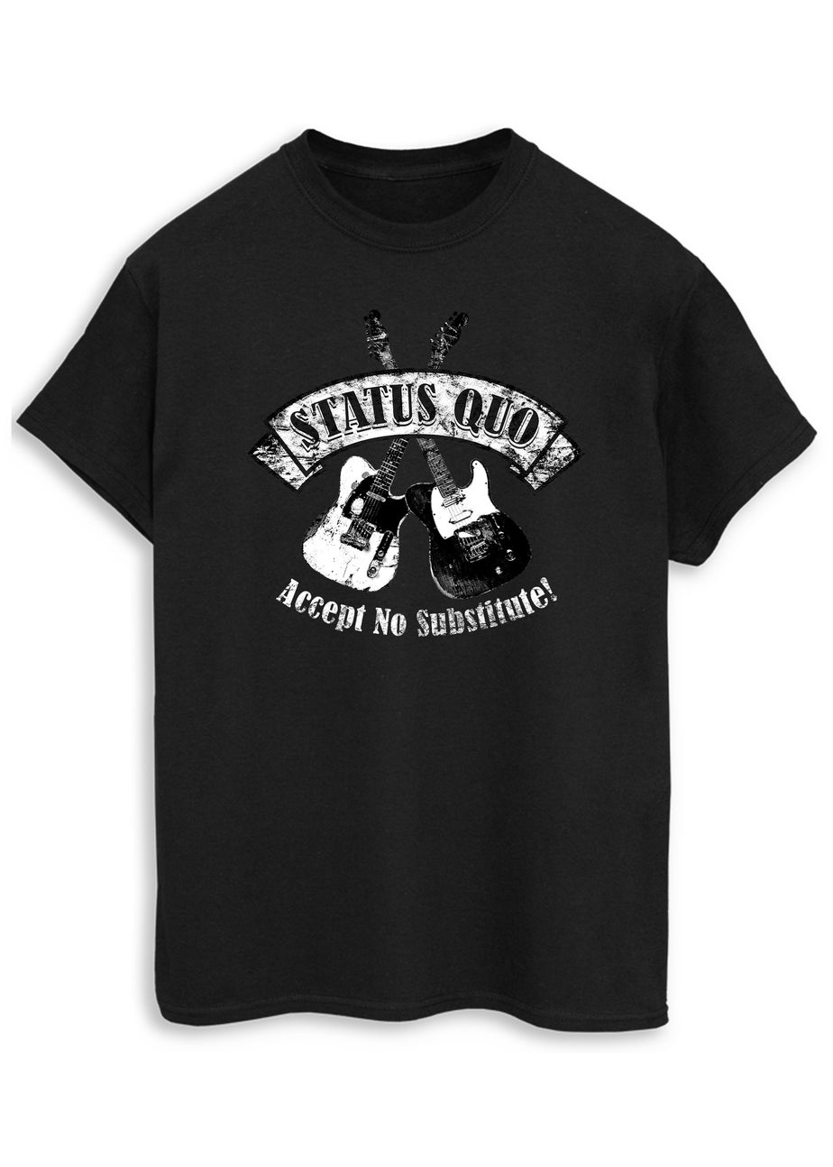 Status Quo Accept No Substitute Men Black Music Graphic T-Shirt