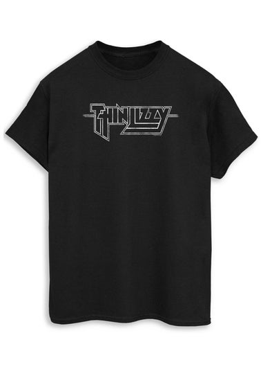 Thin Lizzy Logo Men Black Music Graphic T-Shirt