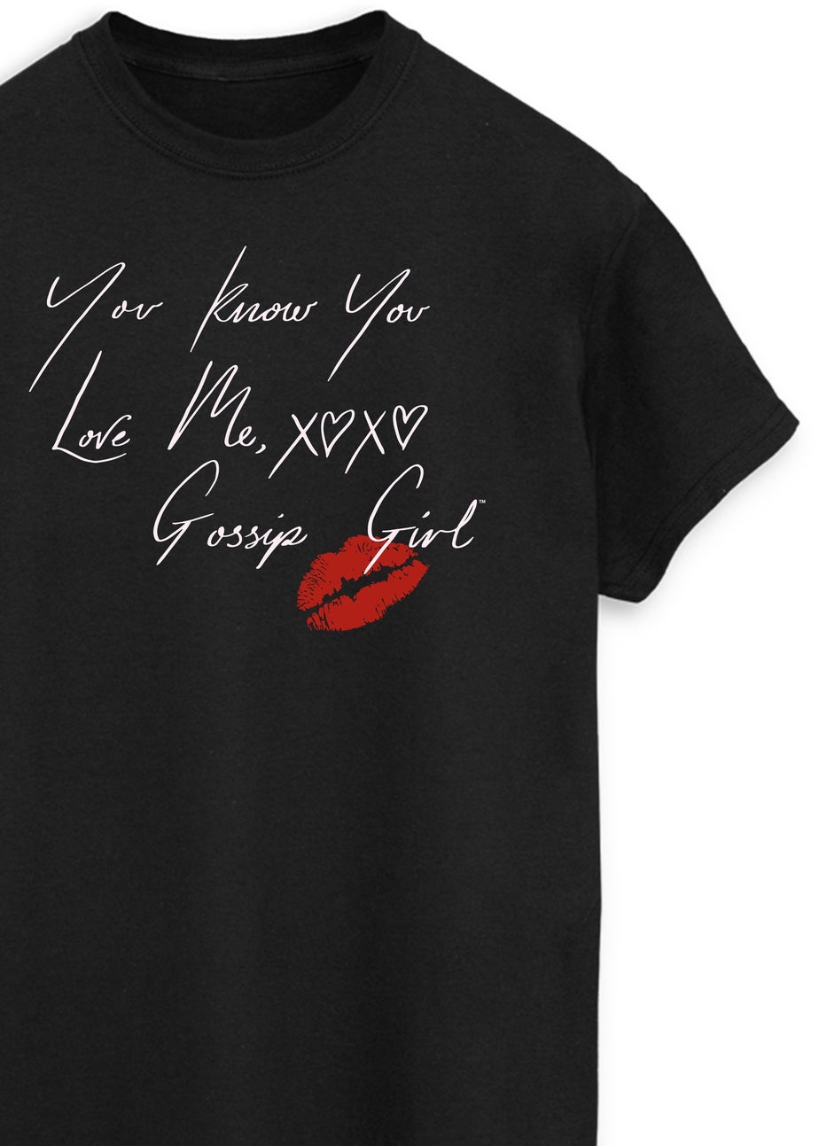 Gossip Girl You Know You Love Me Women Black Boyfriend Fit Graphic T-Shirt