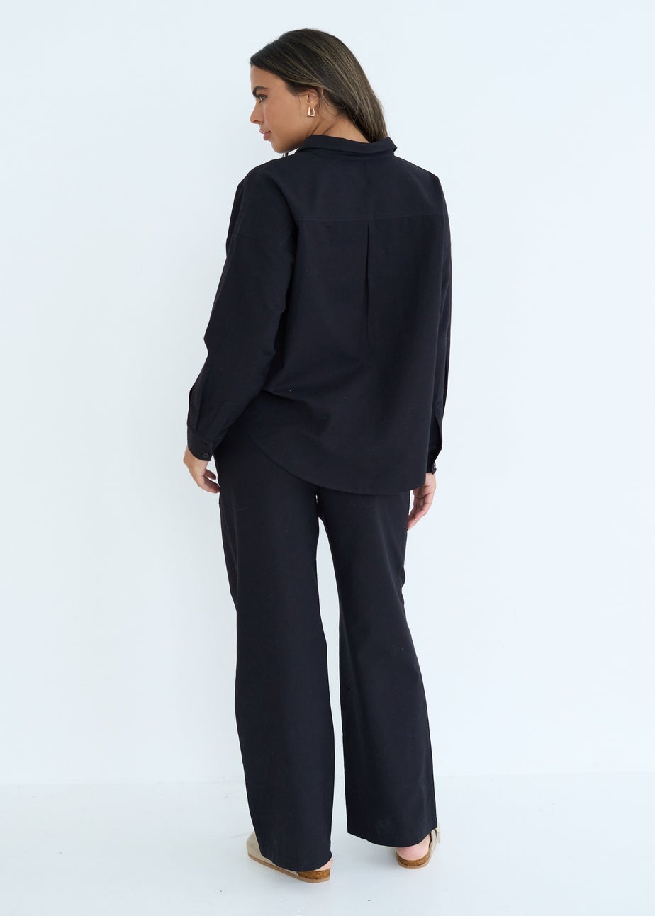 Urban Bliss Black Linen Blend Wide Leg Trouser