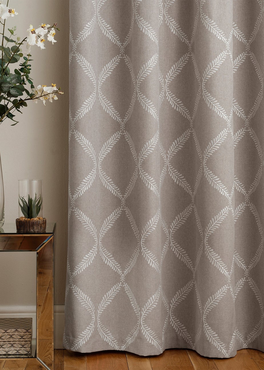 Paoletti Olivia Lattice Embroidery Pencil Pleat Curtains