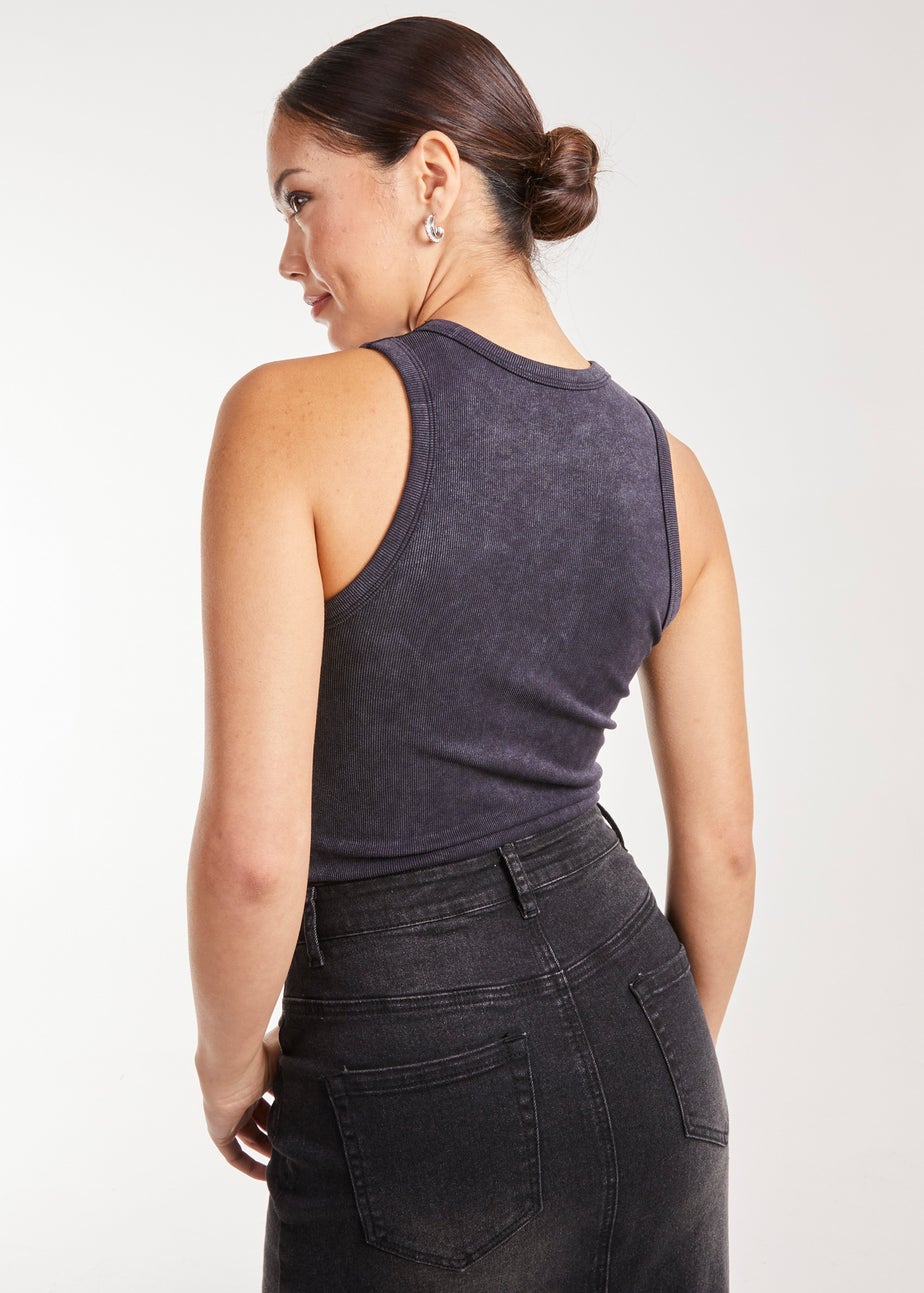 Pink Vanilla Black Washed Active Rib Vest